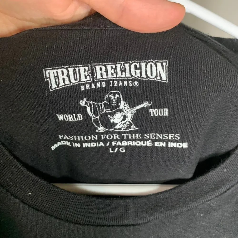 True Religion Men's Short Sleeve Black T-Shrits Size L